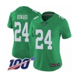 Women's Philadelphia Eagles #24 Jordan Howard Limited Green Rush Vapor Untouchable 100th Season Football Jersey