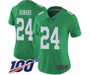 Women's Philadelphia Eagles #24 Jordan Howard Limited Green Rush Vapor Untouchable 100th Season Football Jersey