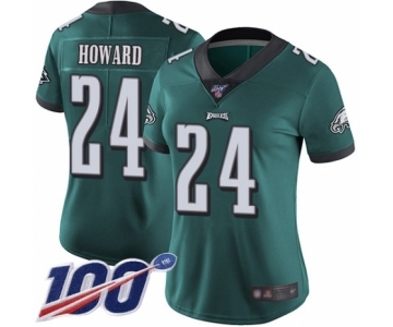 Women's Philadelphia Eagles #24 Jordan Howard Midnight Green Team Color Vapor Untouchable Limited Player 100th Season Football Jersey