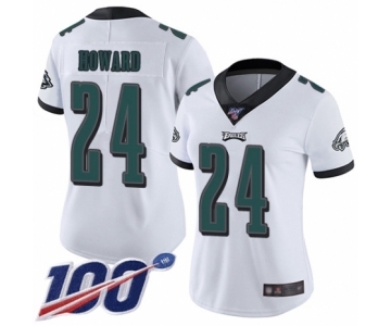 Women's Philadelphia Eagles #24 Jordan Howard White Vapor Untouchable Limited Player 100th Season Football Jersey