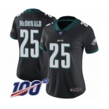 Women's Philadelphia Eagles #25 Tommy McDonald Black Alternate Vapor Untouchable Limited Player 100th Season Football Jersey