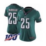 Women's Philadelphia Eagles #25 Tommy McDonald Midnight Green Team Color Vapor Untouchable Limited Player 100th Season Football Jersey