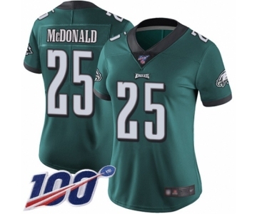 Women's Philadelphia Eagles #25 Tommy McDonald Midnight Green Team Color Vapor Untouchable Limited Player 100th Season Football Jersey