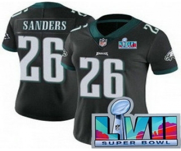 Women's Philadelphia Eagles #26 Miles Sanders Limited Black Super Bowl LVII Vapor Jersey