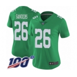 Women's Philadelphia Eagles #26 Miles Sanders Limited Green Rush Vapor Untouchable 100th Season Football Jersey