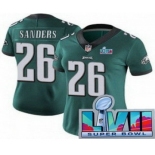 Women's Philadelphia Eagles #26 Miles Sanders Limited Green Super Bowl LVII Vapor Jersey