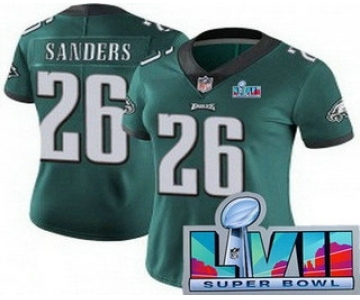 Women's Philadelphia Eagles #26 Miles Sanders Limited Green Super Bowl LVII Vapor Jersey