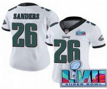 Women's Philadelphia Eagles #26 Miles Sanders Limited White Super Bowl LVII Vapor Jersey