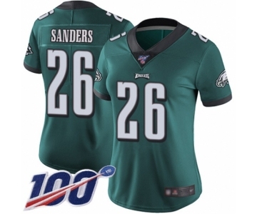 Women's Philadelphia Eagles #26 Miles Sanders Midnight Green Team Color Vapor Untouchable Limited Player 100th Season Football Jersey