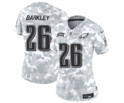 Women's Philadelphia Eagles #26 Saquon Barkley 2024 F.U.S.E Arctic Camo Salute To Service Limited Stitched Jersey