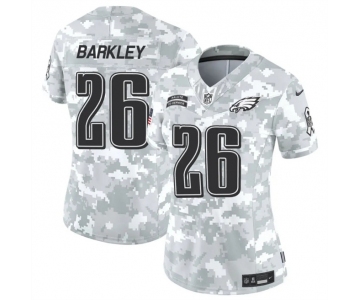 Women's Philadelphia Eagles #26 Saquon Barkley 2024 F.U.S.E Arctic Camo Salute To Service Limited Stitched Jersey