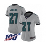 Women's Philadelphia Eagles #27 Malcolm Jenkins Limited Silver Inverted Legend 100th Season Football Jersey