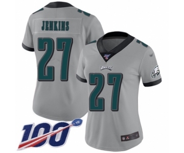 Women's Philadelphia Eagles #27 Malcolm Jenkins Limited Silver Inverted Legend 100th Season Football Jersey