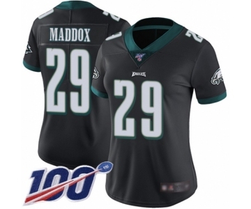 Women's Philadelphia Eagles #29 Avonte Maddox Black Alternate Vapor Untouchable Limited Player 100th Season Football Jersey