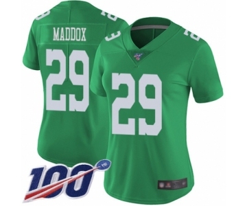 Women's Philadelphia Eagles #29 Avonte Maddox Limited Green Rush Vapor Untouchable 100th Season Football Jersey