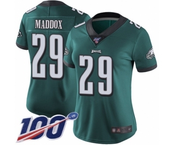 Women's Philadelphia Eagles #29 Avonte Maddox Midnight Green Team Color Vapor Untouchable Limited Player 100th Season Football Jersey