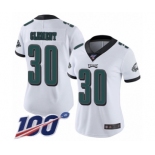 Women's Philadelphia Eagles #30 Corey Clement White Vapor Untouchable Limited Player 100th Season Football Jersey