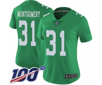 Women's Philadelphia Eagles #31 Wilbert Montgomery Limited Green Rush Vapor Untouchable 100th Season Football Jersey