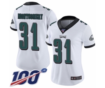 Women's Philadelphia Eagles #31 Wilbert Montgomery White Vapor Untouchable Limited Player 100th Season Football Jersey