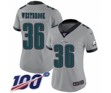 Women's Philadelphia Eagles #36 Brian Westbrook Limited Silver Inverted Legend 100th Season Football Jersey