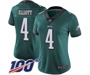 Women's Philadelphia Eagles #4 Jake Elliott Midnight Green Team Color Vapor Untouchable Limited Player 100th Season Football Jersey