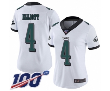 Women's Philadelphia Eagles #4 Jake Elliott White Vapor Untouchable Limited Player 100th Season Football Jersey