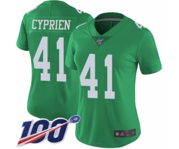 Women's Philadelphia Eagles #41 Johnathan Cyprien Limited Green Rush Vapor Untouchable 100th Season Football Jersey