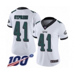 Women's Philadelphia Eagles #41 Johnathan Cyprien White Vapor Untouchable Limited Player 100th Season Football Jersey