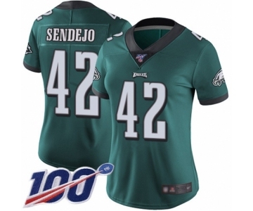 Women's Philadelphia Eagles #42 Andrew Sendejo Midnight Green Team Color Vapor Untouchable Limited Player 100th Season Football Jersey