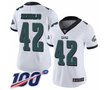 Women's Philadelphia Eagles #42 Andrew Sendejo White Vapor Untouchable Limited Player 100th Season Football Jersey