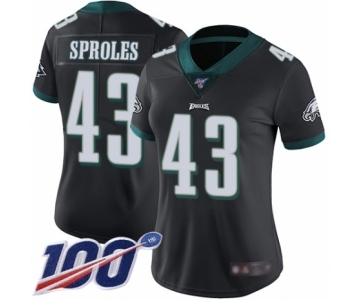 Women's Philadelphia Eagles #43 Darren Sproles Black Alternate Vapor Untouchable Limited Player 100th Season Football Jersey