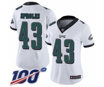 Women's Philadelphia Eagles #43 Darren Sproles White Vapor Untouchable Limited Player 100th Season Football Jersey