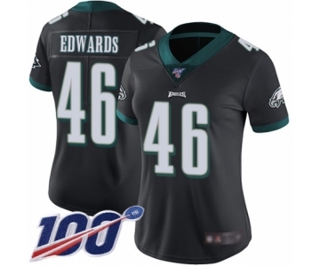 Women's Philadelphia Eagles #46 Herman Edwards Black Alternate Vapor Untouchable Limited Player 100th Season Football Jersey