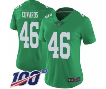 Women's Philadelphia Eagles #46 Herman Edwards Limited Green Rush Vapor Untouchable 100th Season Football Jersey