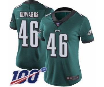 Women's Philadelphia Eagles #46 Herman Edwards Midnight Green Team Color Vapor Untouchable Limited Player 100th Season Football Jersey