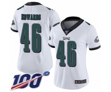 Women's Philadelphia Eagles #46 Herman Edwards White Vapor Untouchable Limited Player 100th Season Football Jersey