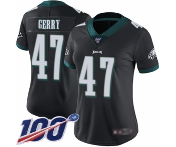 Women's Philadelphia Eagles #47 Nate Gerry Black Alternate Vapor Untouchable Limited Player 100th Season Football Jersey