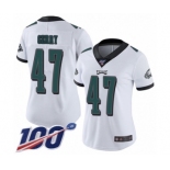 Women's Philadelphia Eagles #47 Nate Gerry White Vapor Untouchable Limited Player 100th Season Football Jersey