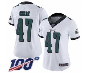 Women's Philadelphia Eagles #47 Nate Gerry White Vapor Untouchable Limited Player 100th Season Football Jersey