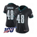 Women's Philadelphia Eagles #48 Wes Hopkins Black Alternate Vapor Untouchable Limited Player 100th Season Football Jersey