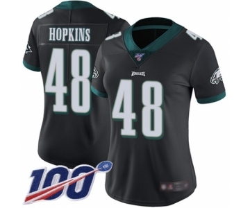 Women's Philadelphia Eagles #48 Wes Hopkins Black Alternate Vapor Untouchable Limited Player 100th Season Football Jersey