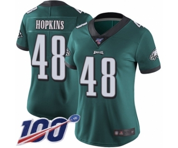 Women's Philadelphia Eagles #48 Wes Hopkins Midnight Green Team Color Vapor Untouchable Limited Player 100th Season Football Jersey