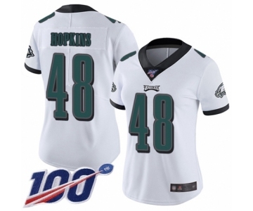 Women's Philadelphia Eagles #48 Wes Hopkins White Vapor Untouchable Limited Player 100th Season Football Jersey