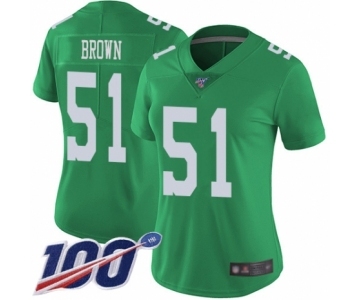 Women's Philadelphia Eagles #51 Zach Brown Limited Green Rush Vapor Untouchable 100th Season Football Jersey