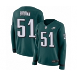 Women's Philadelphia Eagles #51 Zach Brown Limited Green Therma Long Sleeve Football Jersey