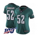 Women's Philadelphia Eagles #52 Paul Worrilow Midnight Green Team Color Vapor Untouchable Limited Player 100th Season Football Jersey