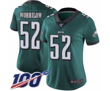 Women's Philadelphia Eagles #52 Paul Worrilow Midnight Green Team Color Vapor Untouchable Limited Player 100th Season Football Jersey