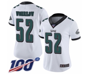 Women's Philadelphia Eagles #52 Paul Worrilow White Vapor Untouchable Limited Player 100th Season Football Jersey