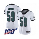 Women's Philadelphia Eagles #59 Seth Joyner White Vapor Untouchable Limited Player 100th Season Football Jersey