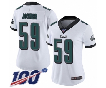 Women's Philadelphia Eagles #59 Seth Joyner White Vapor Untouchable Limited Player 100th Season Football Jersey